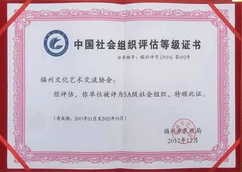 喜訊！福州文化藝術交流協(xié)會榮膺5A級社會組織
